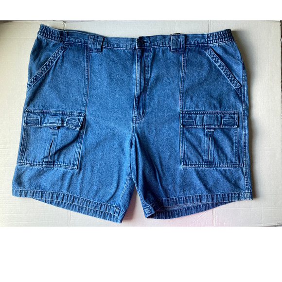 St. Johns Bay Adult Sz52 DenimJean Cargo Pockets Outdoor Shorts Mens Waist 48" - Picture 1 of 13